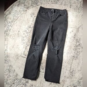 Wild Fable distressed gray black high rise ankle jeans